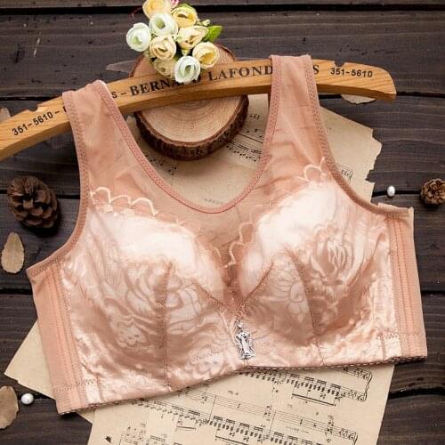 Ultra-thin large size bra thin full-cover cup with steel ring vest-style gathered large chest show small underwear bra girl