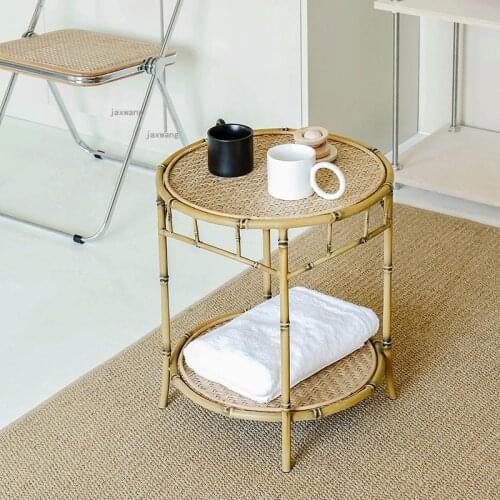 Apartment Kitchen Restaurant Endtable Simple Household Furniture Bedroom Round Side Tables Villa Dining Room Rattan Coffee Table