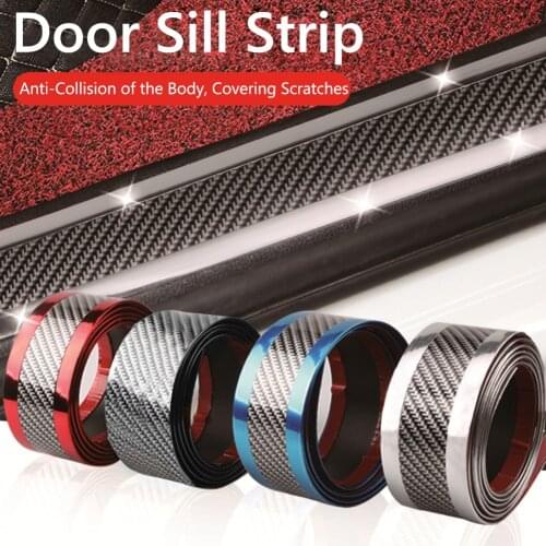 Car Bumper Lip Door Sill Protector Protective Styling Mouldings Car Stickers 3ft Carbon Fiber Look Rubber Moulding Strip