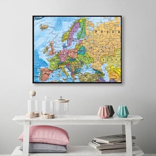 Retro Map of Europe-Political Distribution 59x42cm Russian Map Canvas Wall Sticker Decorative Posters and Prints Travel Gift