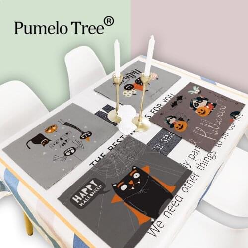 42*32CM Happy Halloween Doily Pumpkin Placemat for Dining Table Place Mats Nordic Kitchen on The Table Table Mat Tea Coaster