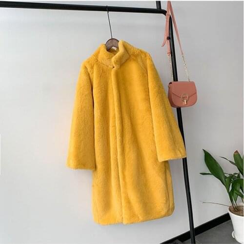 Mink faux fur Long Jacket Coat Women Winter Thick Warm Oversized Chunky Outerwear Overcoat Women Mink faux fur Coats