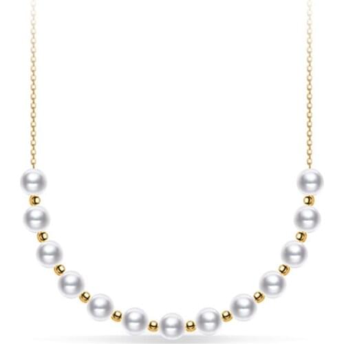 Sinya 80cm 18k gold chain Au750 gold necklace strand with gold beads and natural pearls fine jewelry for girls women lover