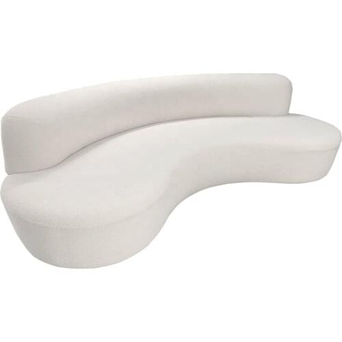 Modern Hotel Villa Home Furniture Curved Sofa Couch Living Room Lobby Cloud White Beige Sheepskin Teddy Fabric Sofa