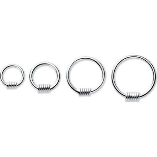 6mm 8mm 12mm Thin Real. 925 Sterling Silver Fine jewelry spring Circle cartilage Loop hoop earrings Buckle anti allergy C-E0707