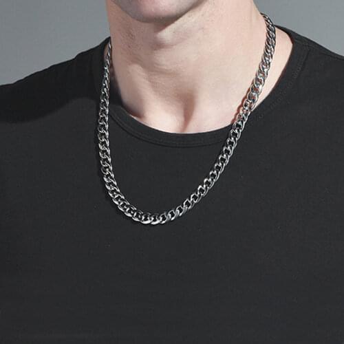 Stainless Steel Thick Chain Necklaces for Men Long Hip Hop Necklace on The Neck Fashion Jewelry Accessories Friends Gifts