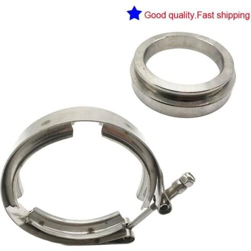 GT45 TURBOCHARGER 3.25" TURBO/DOWNPIPE EXHAUST STEEL V-BAND CLAMPS+FLANGE