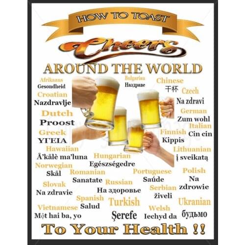 Cheers Around the World METAL TIN SIGN POSTER WALL PLAQUE