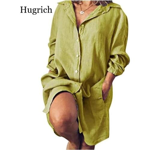 2021 Womens Blouse Casual Shirt Vestidos Fashion Button Long Sleeve Shirts Female Lapel Work Blusa Plus Size Tunic