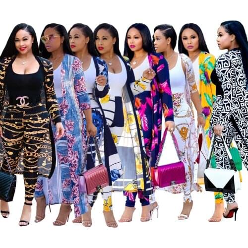 Echoine Women autumn winter Multicolor print set long-sleeved jacket cloak & Sporty Leggings Elegant Party two piece set Outfit