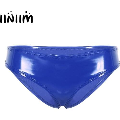 Womens Lingerie Panties Wetlook Sexy Female Sexy Clubwear Patent Leather Low Rise High Cut Mini Bikini Briefs Cocktail Underwear