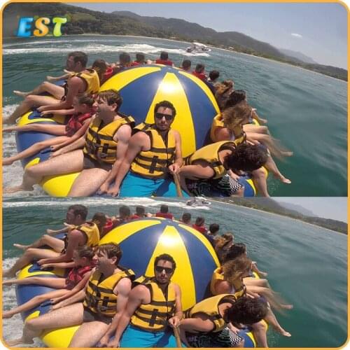 0.9mm PVC Tarpaulin floating water disco boat spinner rocker toys inflatable water saturn for aqua park