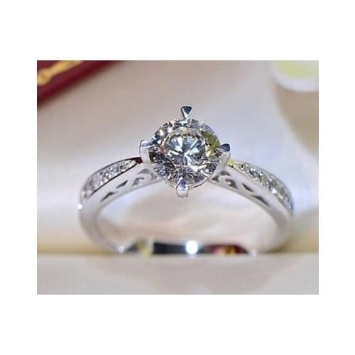 1 Carat White Diamond 925 Pure Silver Engagement Wedding Bride Gift Love Ring Size 6-10