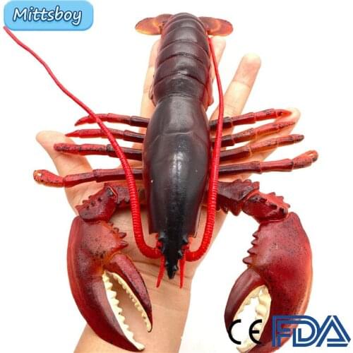 New 1Pcs Simulation Ocean Animal Solid Action Figure Australian Spiny lobster Model Collection Deco Educational toy for Children