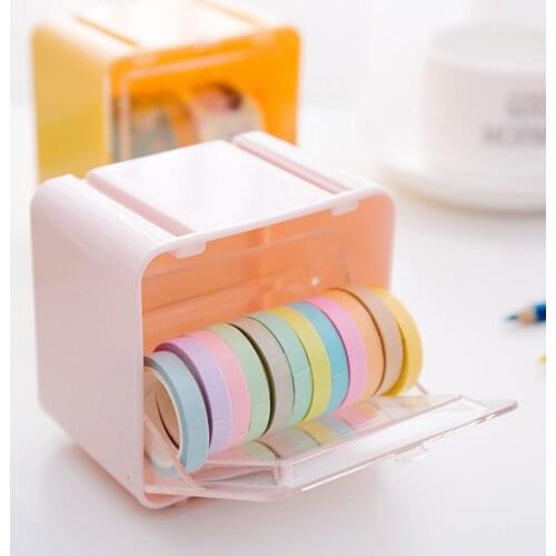 1 PC Japanese Stationery Masking Tape Box Container Tape Storage Organizer Desktop Tape Holder Case DIY Tools Office Supplies