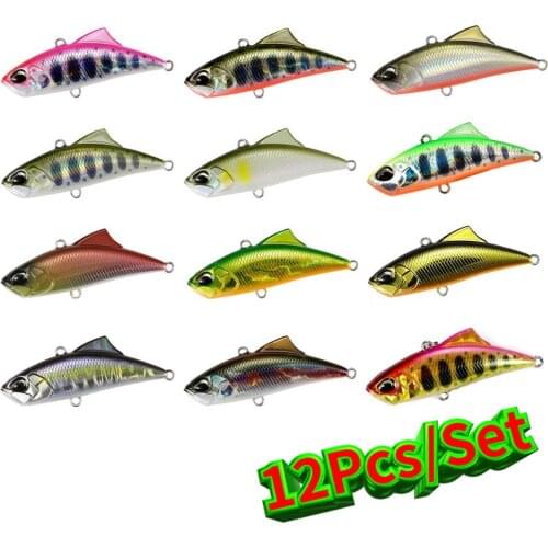 12Pcs/Set Vib Lure 45mm 5g Japan fishing lures 2020 Vibration swim crankbait bass trout catfish bait pesca whopper plopper lot