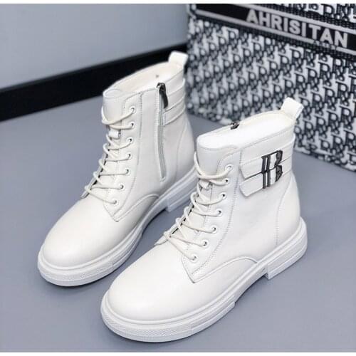 2021 Winter Women Martins Boots Female Platform Leather Ankle Boots High Top Waterproof Chelsea Boot Fashion Woman Shoes