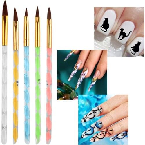 5Pcs Nail Art Dotting Pen 3D Crystal Flower Builder Carving Painting DIY Drawing Brush Manicure Tips Salon Set Dotting Tool