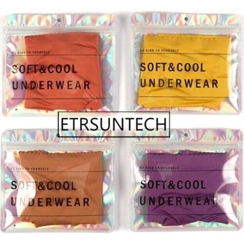 500pcs 18x16cm Flat Aluminum Foil Hologram Packaging Storage Bag Underwear Organizer Bags with Hang Hole