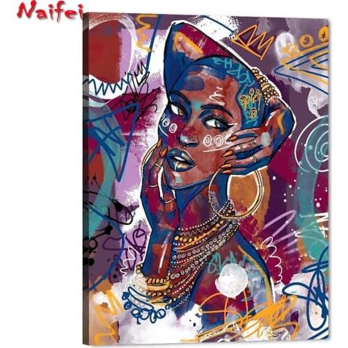 Abstract African Woman diy Diamond Painting Mosaic 5D Full Square Round DIY Colorful Art diamond Embroidery home decor