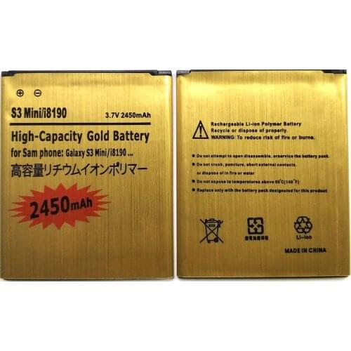 New 2450mAh Gold Rechargeable Battery Replacement For Samsung Galaxy S3 Mini GT-i8190 i8190 ACE II 2 I8160 S7562