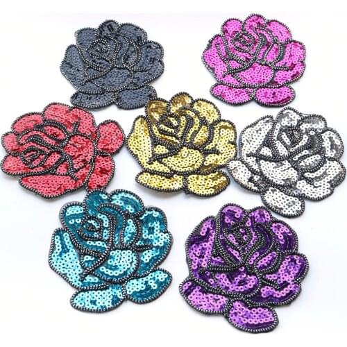 Ironing Sequin Rose patches for clothes DIY iron on colorful parche appliques Embroidery applique patch ropa clothing accessory