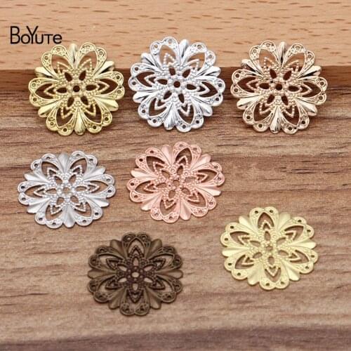 BoYuTe (100 Pieces/Lot) 21MM Metal Brass Stamping Flower Findings Diy Vintage Jewelry Accessories Handmade Materials