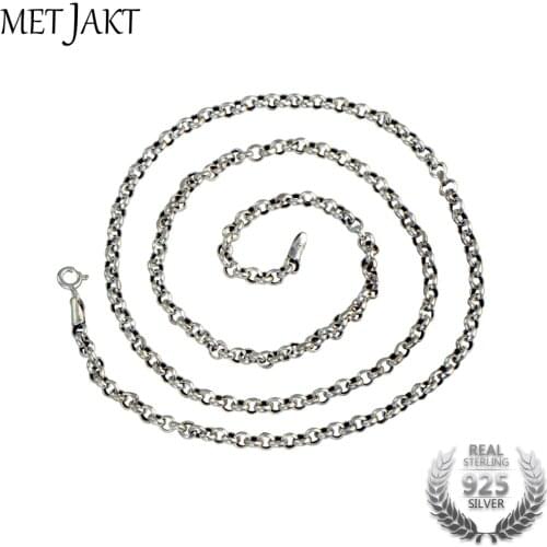 MetJakt Classic 3.5mm S925 Sterling Silver Link Chain Fit Pendant Charm for Women Men Luxury S925 Jewelry Gift