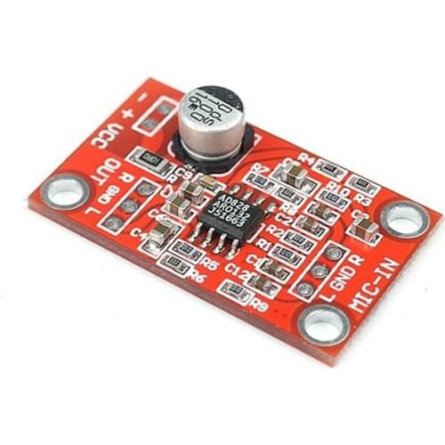 DC 3.8V-15V AD828 Stereo Dynamic Microphone Preamplifier Board MIC Preamp Module Amplifier Board