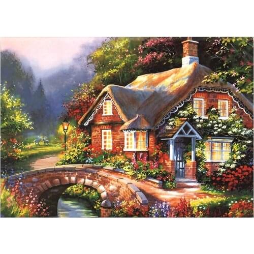 DIY Hut River Forest Cabin Garden Diamond Painting Kits for Adult Full Drill Landscape Arts Craft for Home Wall Decor