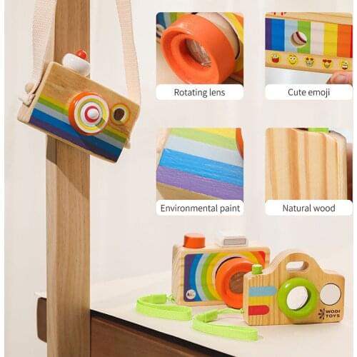 Toy Camera Cute Cartoon Baby Wooden Toy Kid Christmas Birthday Room Decor Photography Wooden Camera Gift Playing House Tool