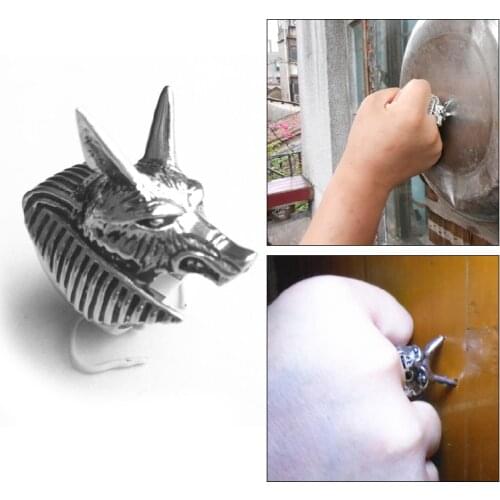 Titanium Steel Personal Wolf Head Self Defense Ring Spike Unisex Punk Anti-wolf Finger Ring Vintage Wolf Rings Gift Safety Tool
