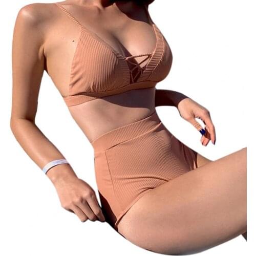 Bikini Set 2021 Summer Swimwear Belly-covering High Waist Two-piece Split Belly-covering Swimsuit for Swimming Pool Parties