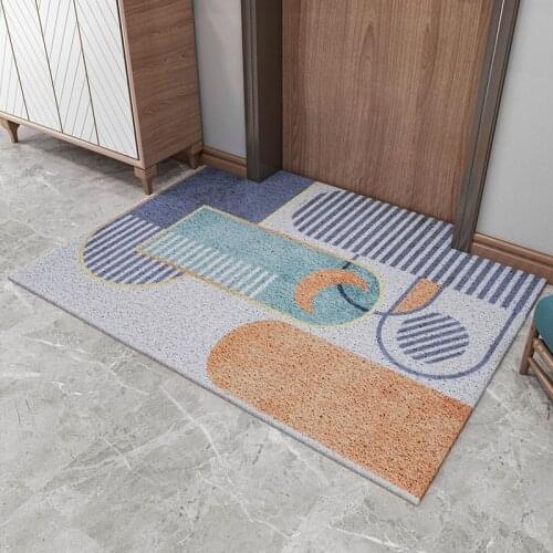 DIY Pattern Home Door Mats Hallway Kitchen Mat Bathroom Mat PVC Material Non-slip Mats Carpet Cuttable Entrance Door Mat Carpet