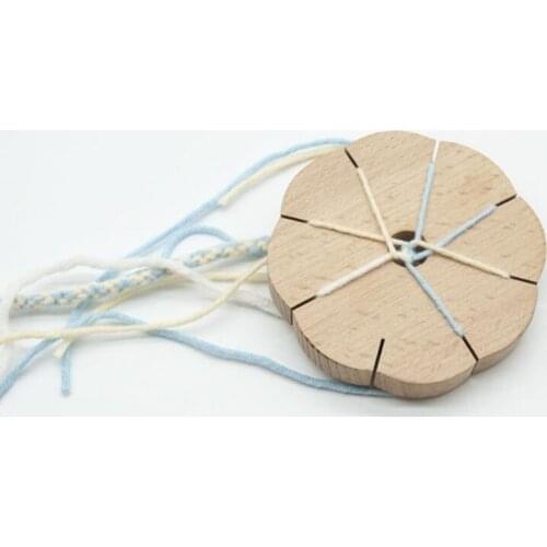 Round Weaving Disc Disk Yarn Japanese Braid Cord Artificial Hair Braid, Natural Wood