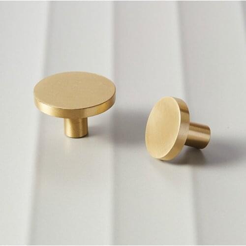 Round Brass Dresser Knobs Drawer Pulls Handles Cabinet Door Knob Handle Simple Gold Kitchen Hardware Pull