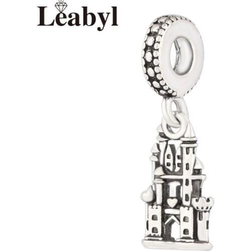 Leabyl Antique Tibetan Silver Castle Charm Pendants fit Bracelets & Bangles Big House Bead for DIY Jewelry Making