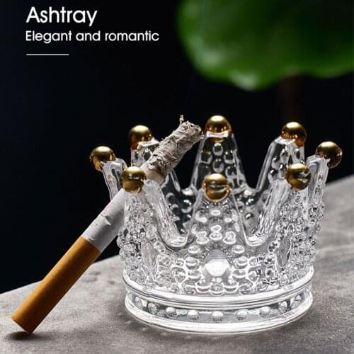 Multifunctional Crystal Glass Crown Ashtray Cosmetic Storage Box Home Decoration Accessories Ornaments Candle Holder Nordic