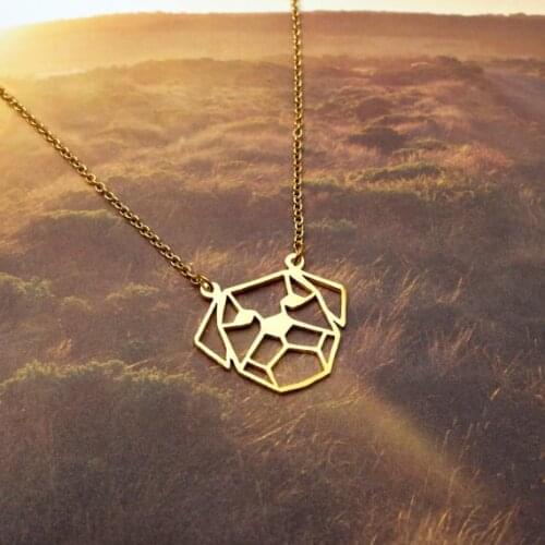 Trendy Gold Silver Color Golden Retriever Necklace Women Origami Statement Pet portrait Kolye Cs Go Collares