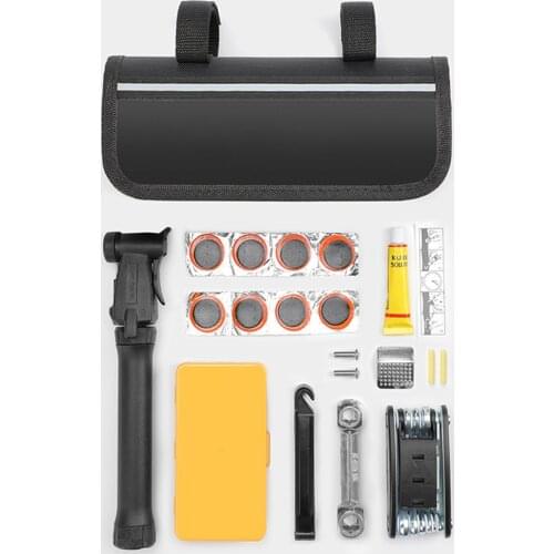 Bicycle Repair Tool Kit Multifunctional Tool Portable Bike Tire Patch Cycling Bicycle Pump Repair Set with Bag