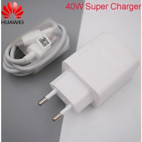 Original Huawei 40W EU Plug Super Charger Power Adapter With 5A USB Type C Cable For Huawei P40 P30 Pro Mate 40 30 Pro Nova 7 8