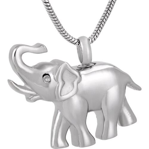 IJD9743 Elephant Pendant Pet Urn Cremation Necklace Men Women, 316L Stainless Steel Keepsake for Animal Ashes Container Jewelry