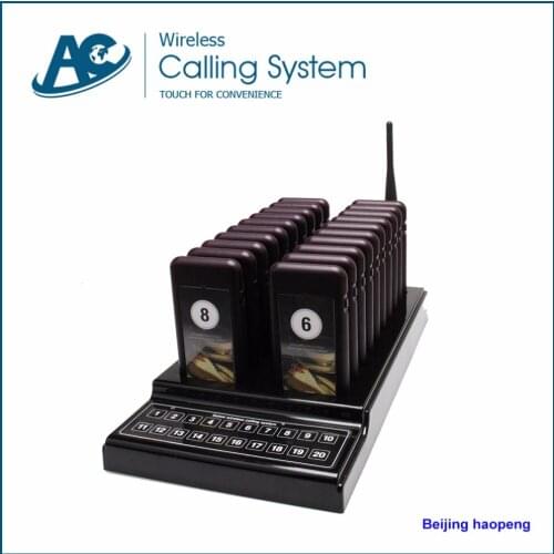 Restaurant Simple electronic wireless queue management system 1 keypad transmitter(charger base) with 20 pagers