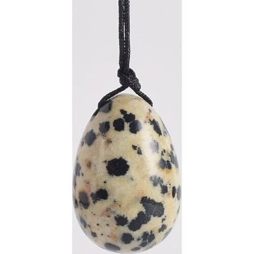 Drilled Natural Dalmatian Yoni Egg 30x20MM Crystal Mineral Healing Stone for Women Kegel Exercise Reiki Therapy Health Care Ball