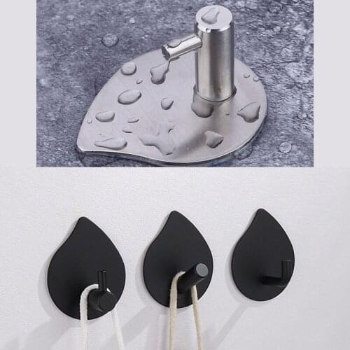 No Drilling Hook Stainless Steel Self-adhesive Wall Door Hook Bathroom Clothes Towel Hook Key Rack Hanger Kitchen Accessories