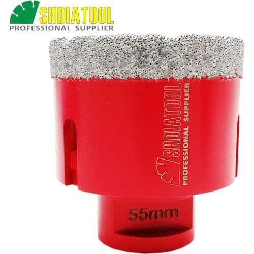 SHDIATOOL 1pc M14 Dia 55mm Vacuum Brazed Diamond Drilling Core Bits Hole Saw Diamond Drill Bit Stone Drill Bit Crown Bell Saw