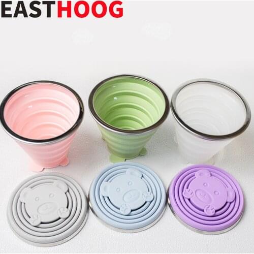 EASTHOOG 270ml Folding Silicone Cup Mug Portable Silicone Telescopic Drinking Collapsible Silica Coffee Cup With Lids Travel