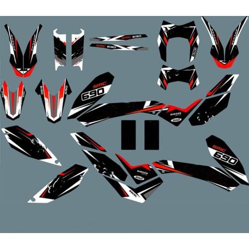 SMCR 690 Full set of Graphics Decals Free Custom Numbers Names 3M Stickers For KTM SMCR690 2011 2010 2009 2008 SMC 690R 690SMCR