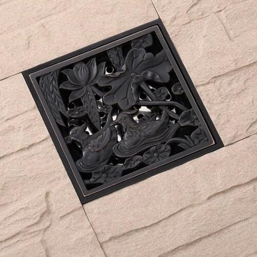 Modern Black Ancient Square Thickened Mandarin Duck Shower Floor Drainage/bathroom Balcony Uses Brass Material To Quickly Drain