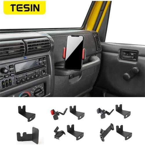 TESIN Car Bracket for Wrangler TJ Car Interphone Ipad Mobile Phone Holder for Jeep Wrangler TJ 1997-2006 Black Car Accessories
